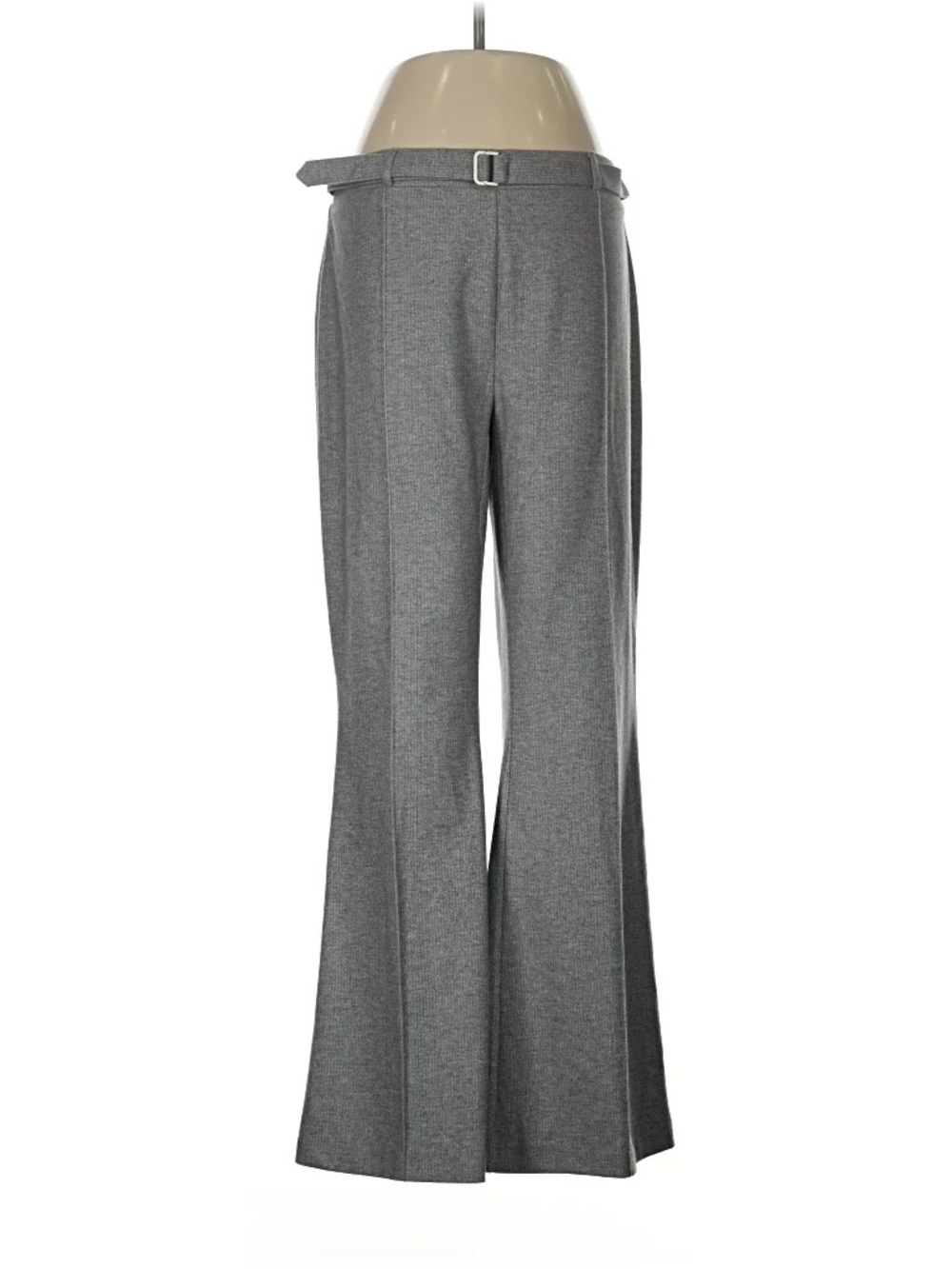Wren New York Grey Knit Belted Flare Bootcut Leg Dress Pants